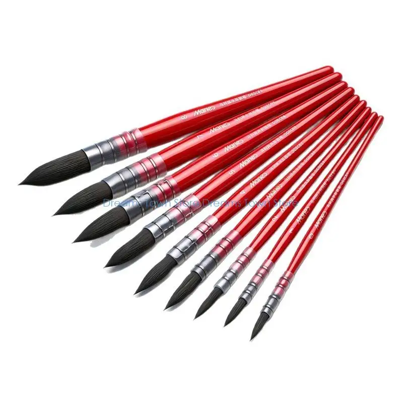 HX6A 1 Piece Professional Art Brushes Soft Nylon Hairs Fine Tip Round Flat Brush Head Artist Paintbrush Craft Painting Tool
