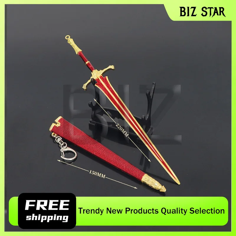 Eldenn – grande épée de chevalier périphérique de jeu avec gaine, jouets d'ornement artisanaux en métal, modèle pour cadeaux d'anniversaire pour garçons, 22cm/8,66 pouces