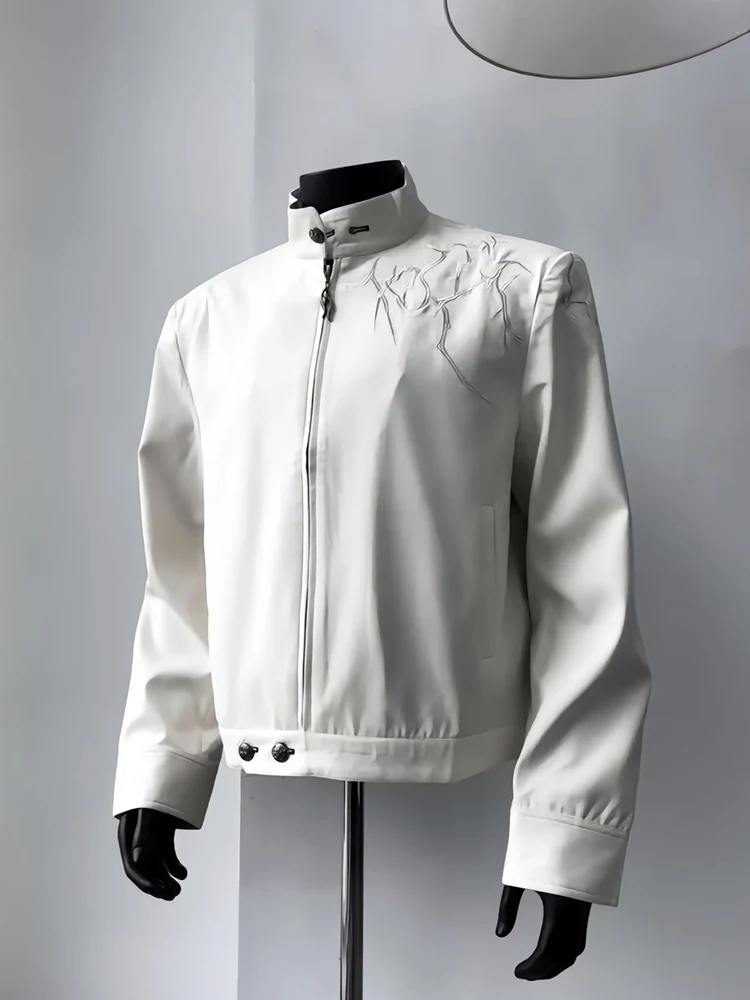 

Spring Autumn Winter Men's Jaet oulder Pad Faion Brand ort Coat Youth Trendy Sle Zipper Closure Casual Outerwear