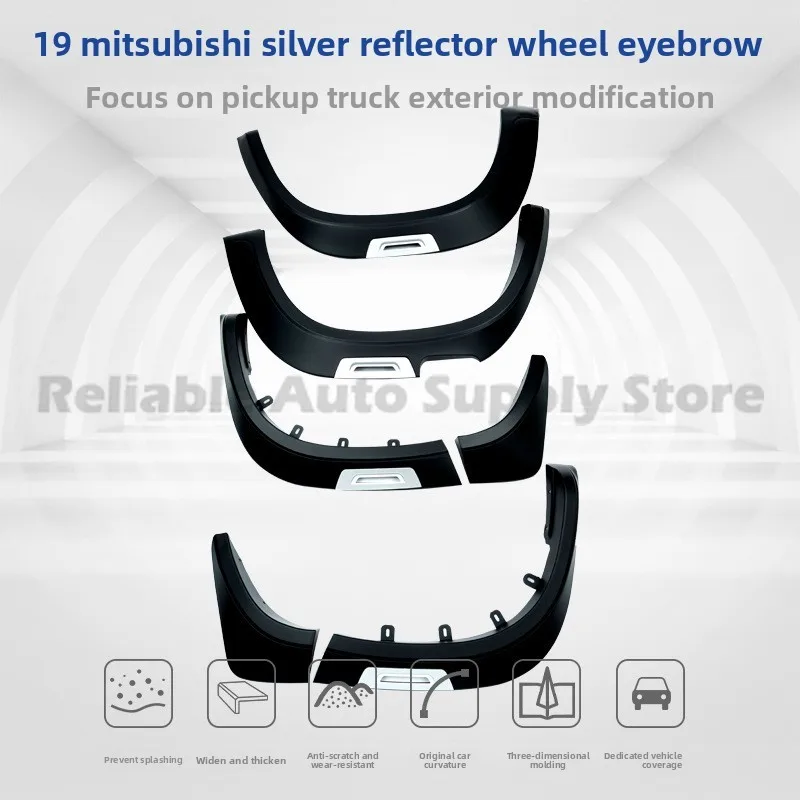 

For Mitsubishi L200 2019 Fender Flares with Reflectors Mud Guards Wheel Arch Extensions Off Road Upgrade Kit Durable Reflective