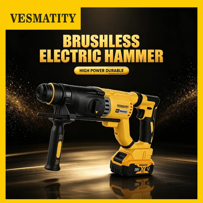 Brushless SDS PLUS Cordless Rotary Hammer D-Handle Electric Drill for Wall Concrete Hole Tool for Dewalt 18V 20V Battery Max