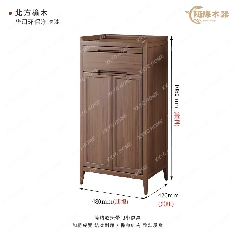 ZZNew Chinese black walnut solid wood table with door, incense table, modern simple God of Wealth small Buddha table
