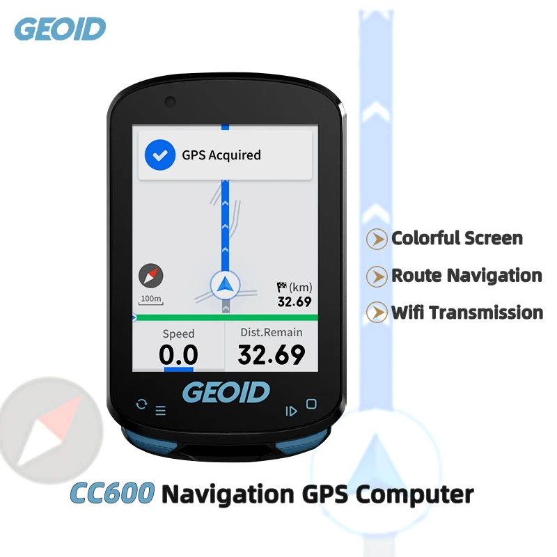 

GEOID Color CC600 Route Navigation Bicycle GPS Computer 11-Languages Wireless Bike Speedometer Automatical WIFI ANT+ Odometer