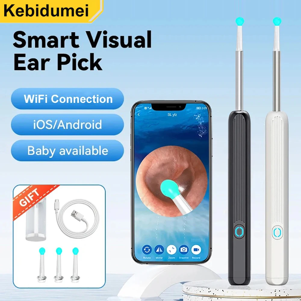 Беспроводной умный визуальный очиститель ушей 1080P, ушная палочка, отоскоп NE3, инструмент для удаления ушной серы, камера, ушной эндоскоп для iOS Android