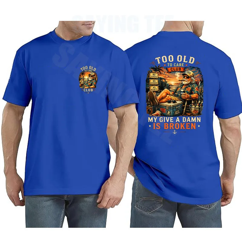 �Too Old To Care Club – Don't Care My Give A Damn Is Broken“ T-Shirt – Y2K Humor, lustiges Zitat für alte Männer, sarkastischer Witz, Spruch, T-Shirt, Kleidung – Detail 9