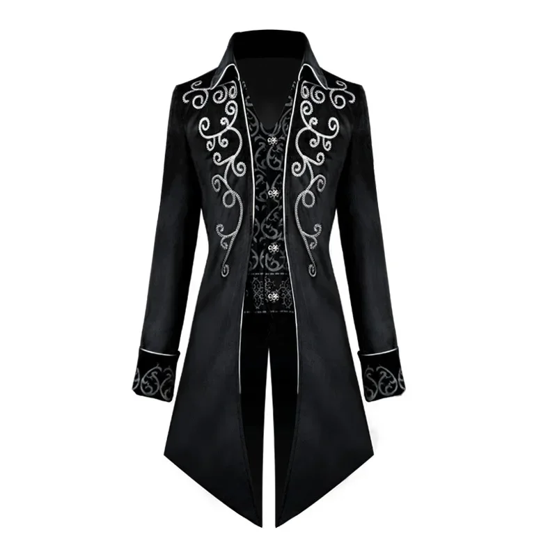 Cosxie Steampunk Medieval Cosplay Costumes Men Vintage Velvet Turn Down Collar TailCoat Jacket Victorian Larp Viking Cosplay Jac