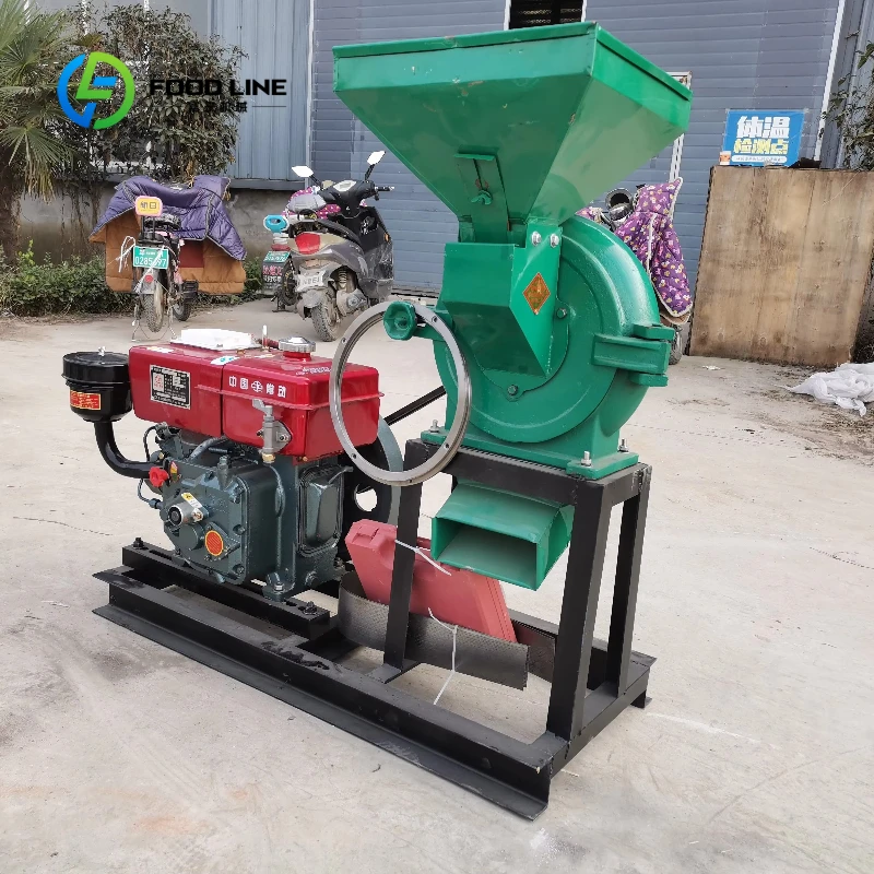 Customized High Efficiency Diesel Engine Grain Pulverizer Mobile Wheeled Disc Mill Corn Wheat Soybean Flour Mill Feed Grinder