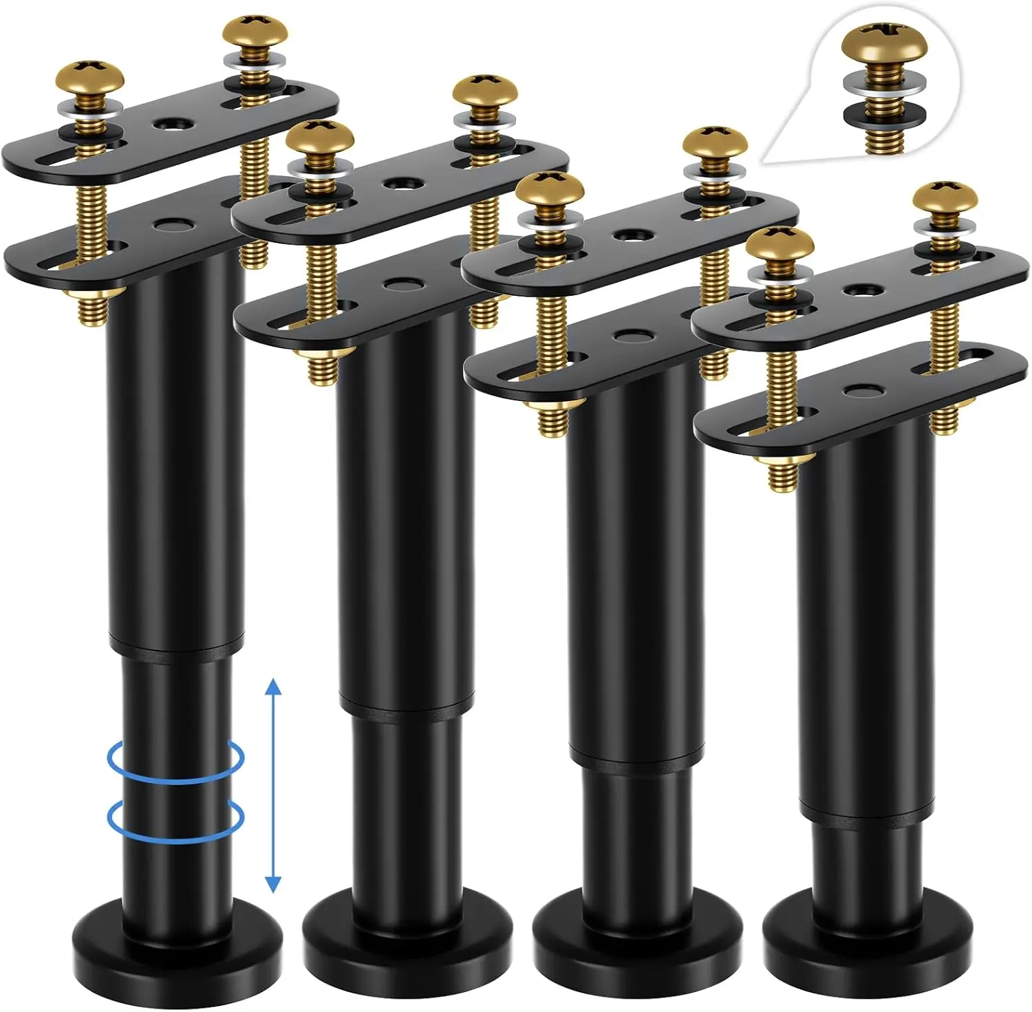 

Set Of 4 Adjustable Bed Legs Replacement, Adjustable Metal Bed Frame Support Legs 5.9-9.84 H, Upgrade Under Bed Support Leg