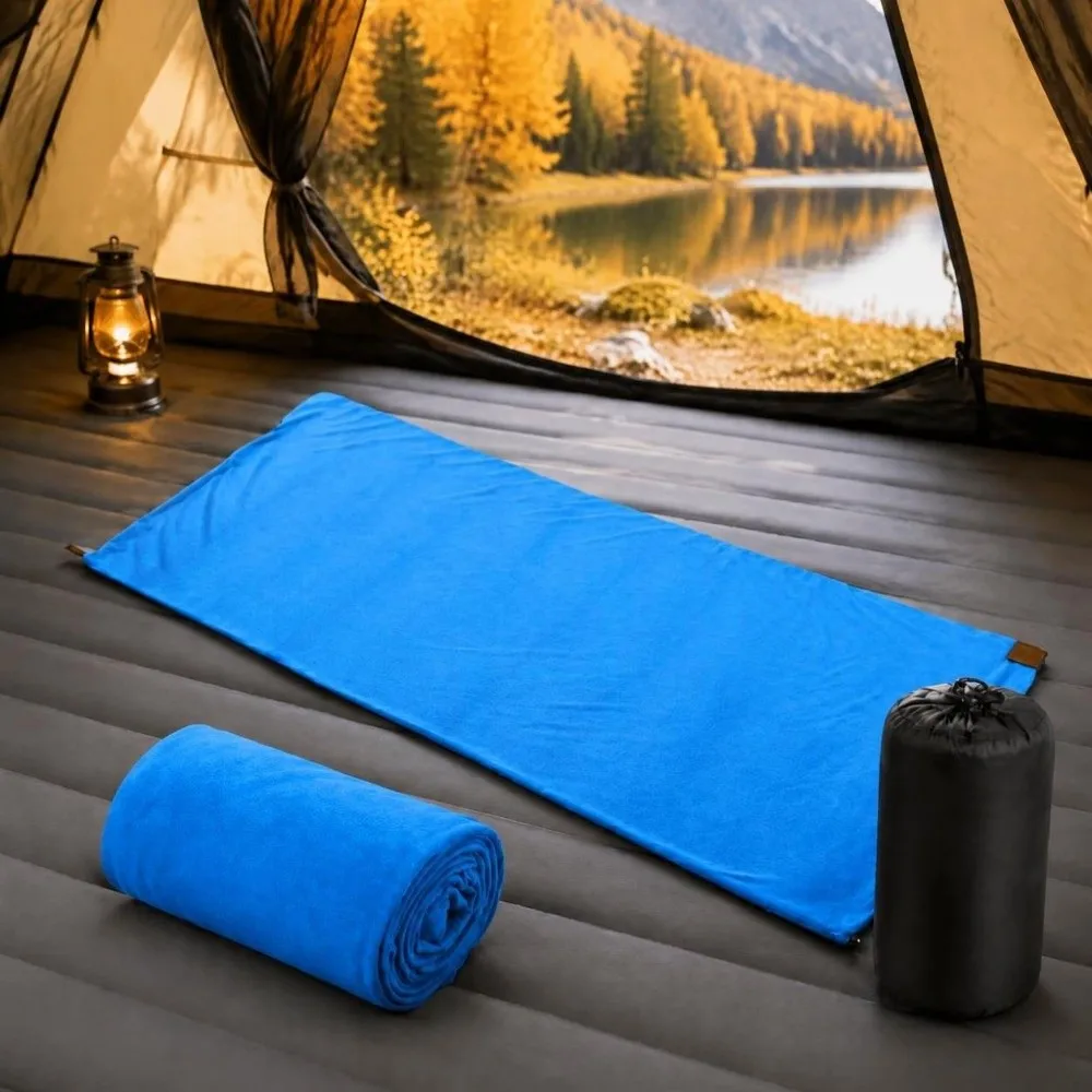 Warm Comfortable Fleece Sleeping Bag Two-Way Zipper Soft Emergency Emergency Blanket Outdoor Bivvy Sack Hiking