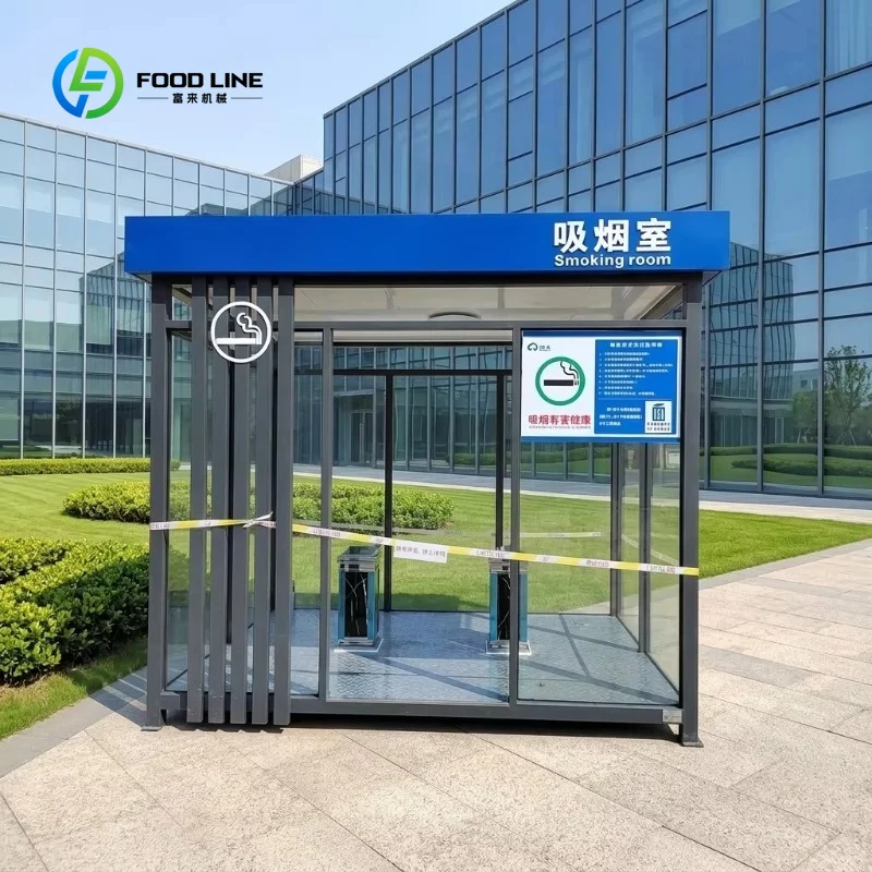 Customized Galvanized Steel Weatherproof Modern Design Outdoor Smoking Shelter Cabin with Ventilation for Public Area