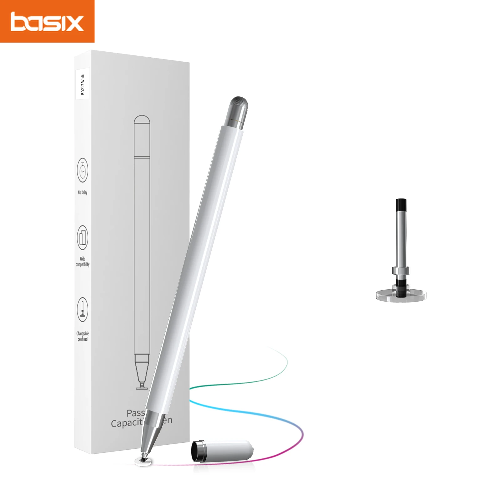 

Basix Passive pen Dual-head Disc Silicone Head purpose Stylus PaintingOffice Retouching Mobile Phone Tablet Pen Capacitive Pen