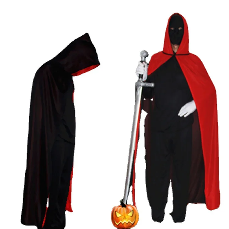 

Halloween Capes Black and Red Double-sided Cape Standing Collar Wizard Robe Vampire Costume Death Capes Cape Children Adult