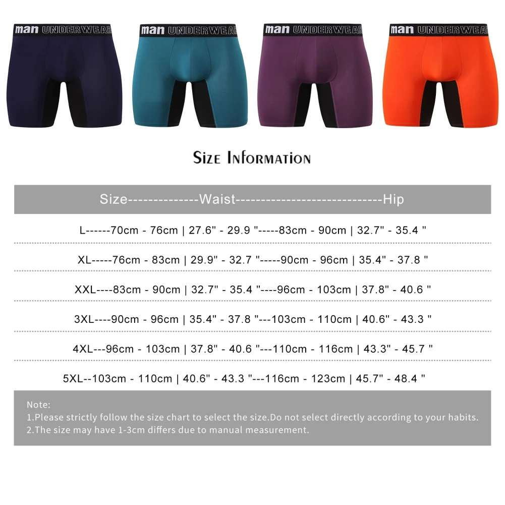 3 Pieces Men’s Underwear boxer briefs Soft Comfortable Bamboo Viscose Underwear Trunks (3 Pack) L-5XL