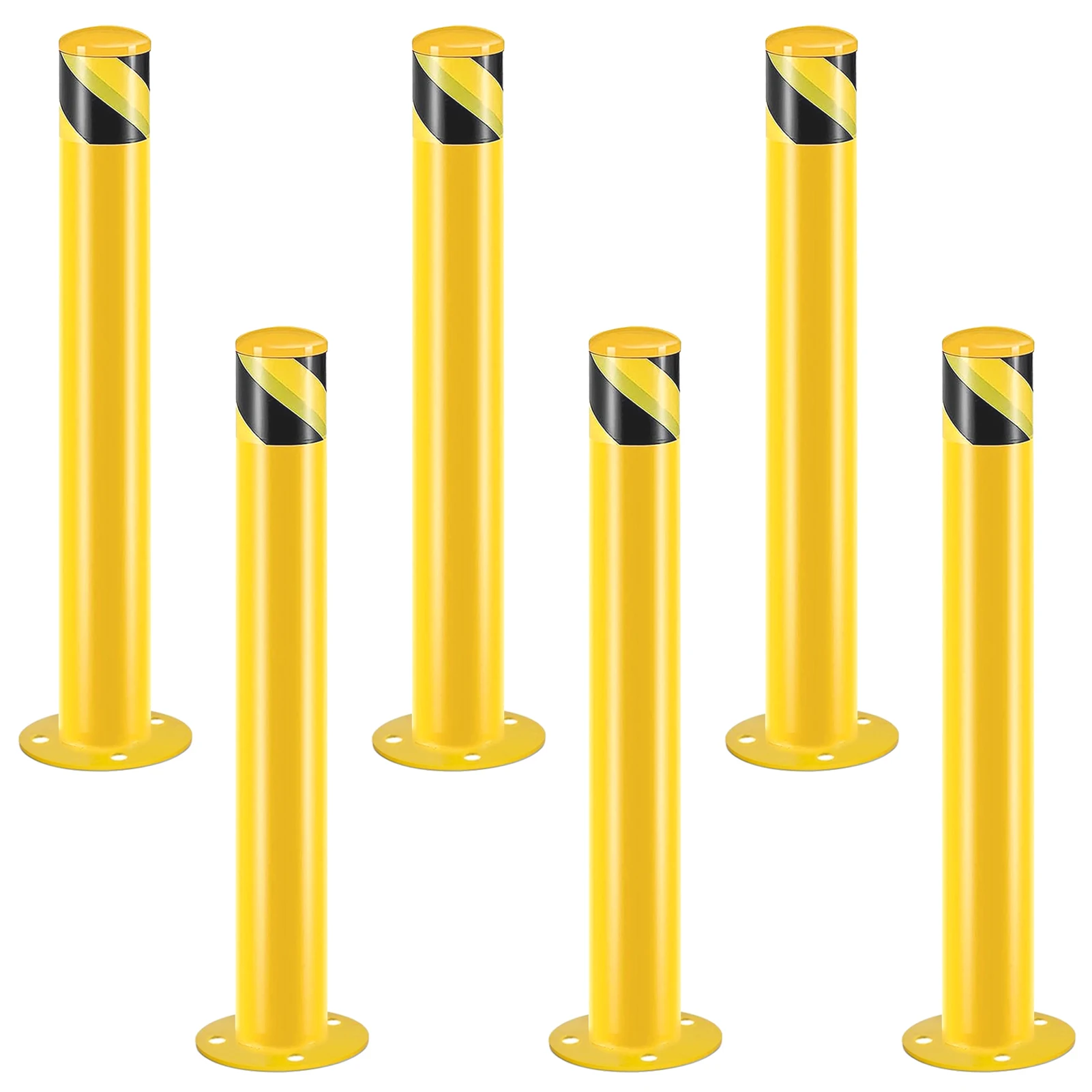 Safety Bollard Post, 36 Inch Height Steel Bollards, 3 Inch Diameter Parking Bollard, 6Pack