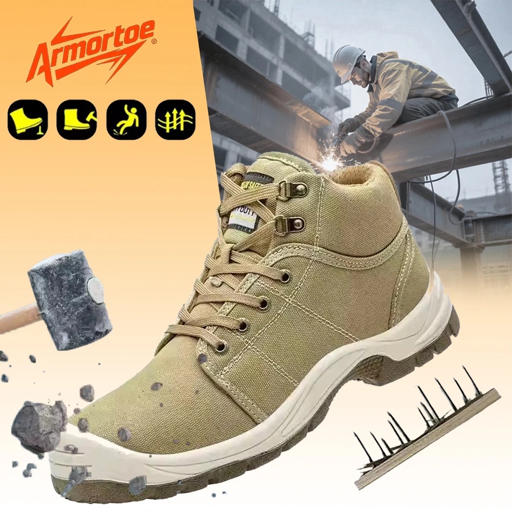 

ArmorToe Thickened Men's Steel Toe Safety Shoes Comfortable Anti-smash Anti-stabbing Work Shoes Wear-resistant #Armor2505