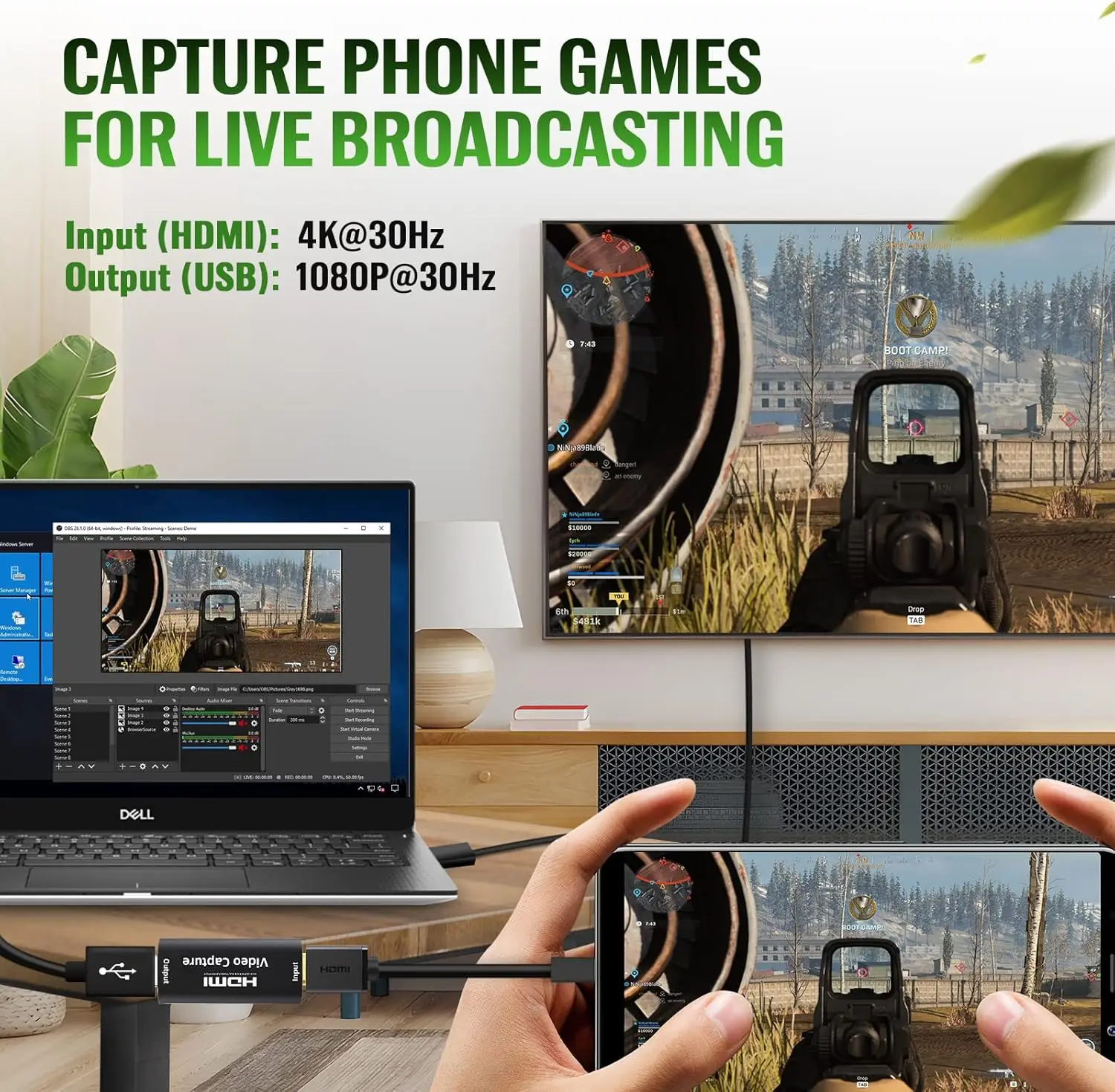 USB 2.0 HDMI Video-Aufnahmekarte 1080P Spieleaufnahme-Gerät für PS4 PS5 Switch Xbox Live-Streaming Aufnahme Plug & Play – Detail 3