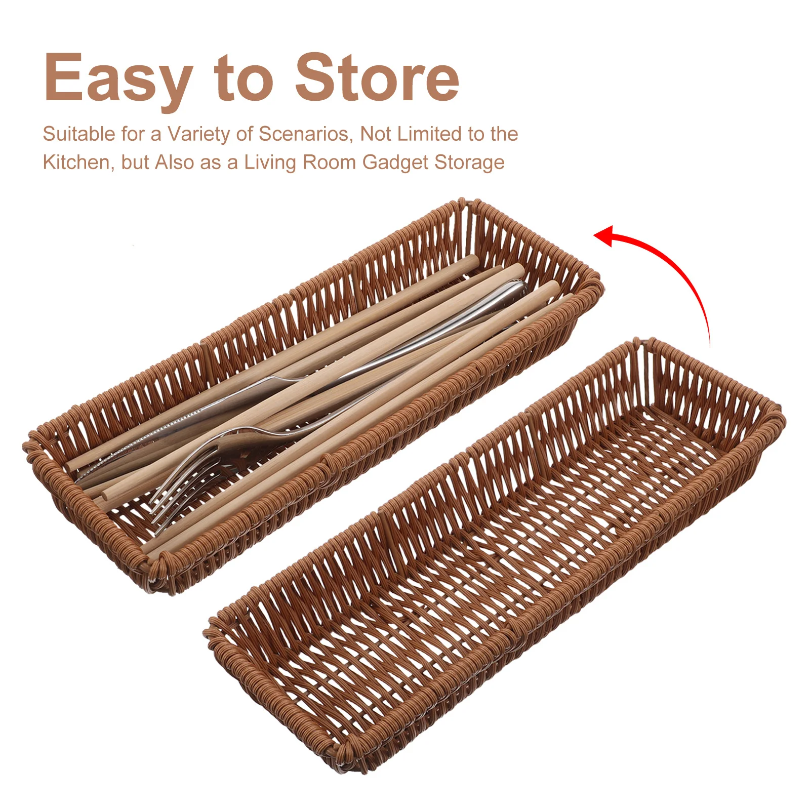 Hand Woven Cutlery Basket For Fork Spoon Organizer Nordic Utensil Storage Tray Tableware Holder Kitchen Countertop Party