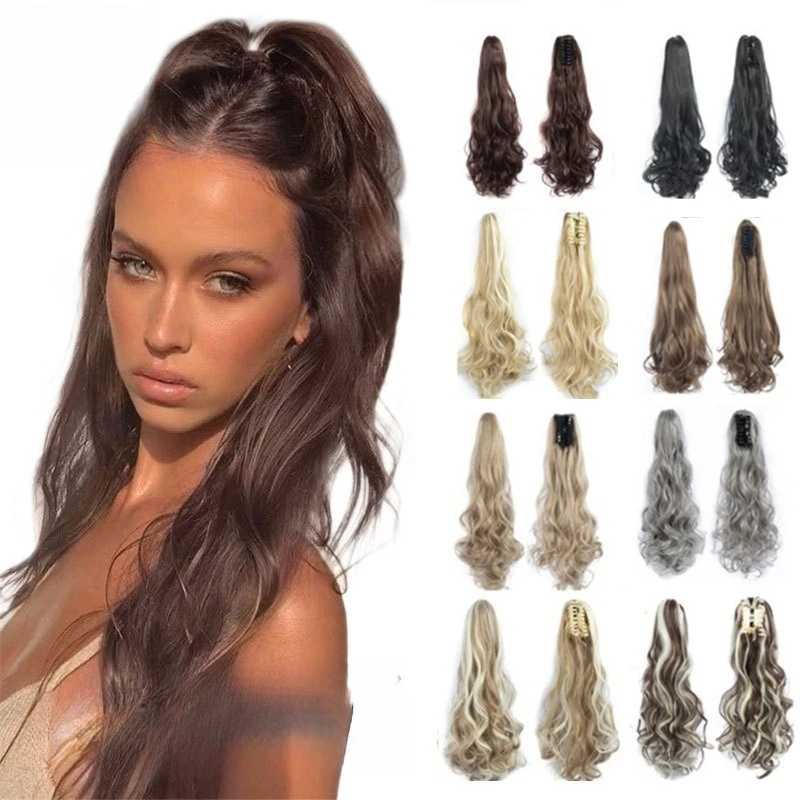 

25.5 inch Hair Extension Women's Ponytail Wig Clip-in Long Curly Hair Big Wave Ponytail High Temperature Fiber Smooth Natural