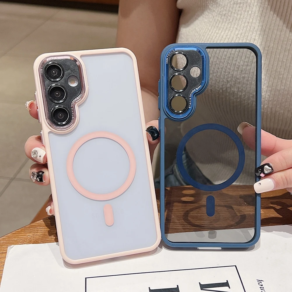 Camera Protection Magnetic Magsafe Phone Case For Samsung Galaxy S25 S24 S23 Ultra S24 Plus S20 S21 FE A55 A15 A25 A35 A54 Cover