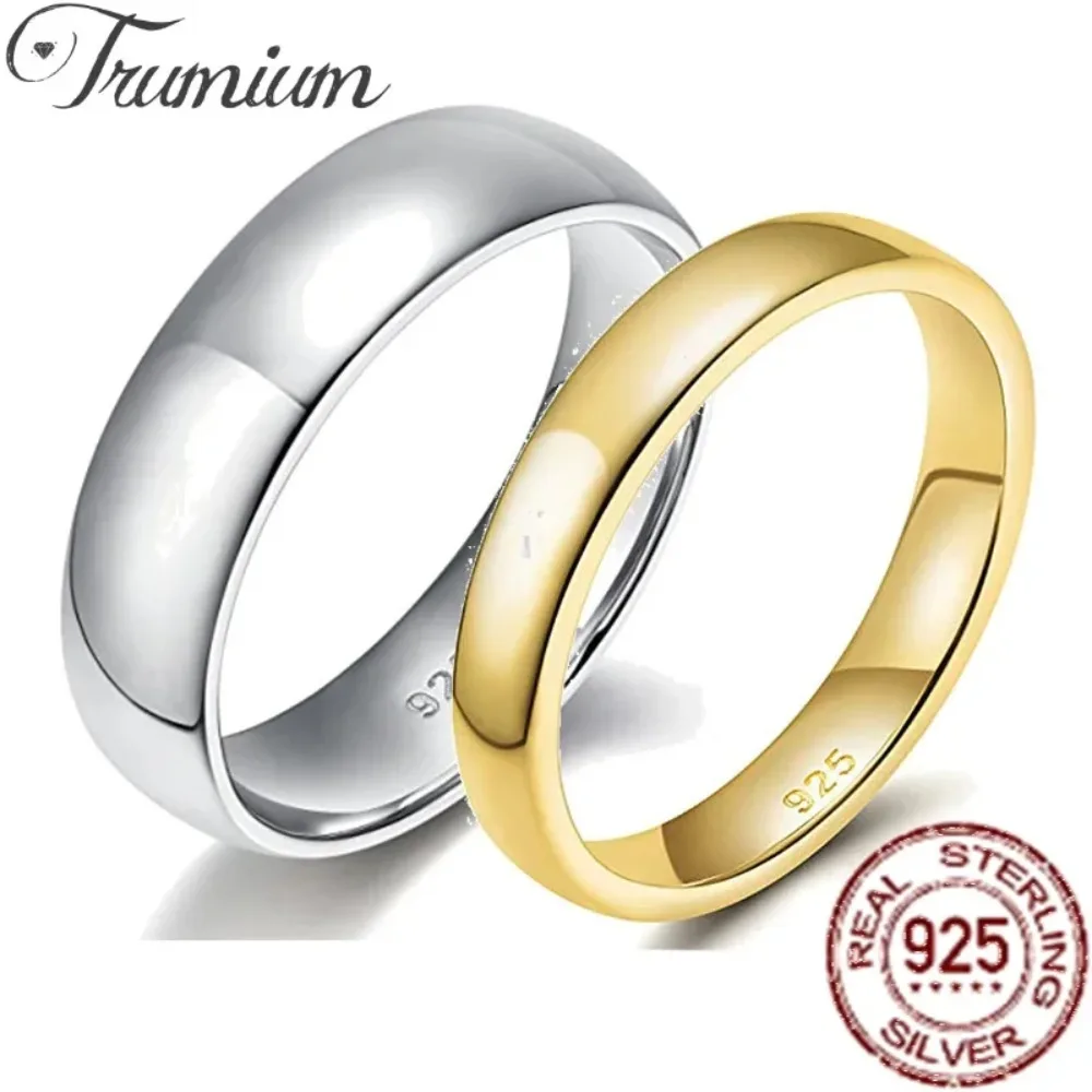 Pierścionek Trumium 2/4/6mm ze srebra próby 925, wysoki połysk, gładka kopułka, obrączka ślubna, wygodny, z grawerem, dropshipping