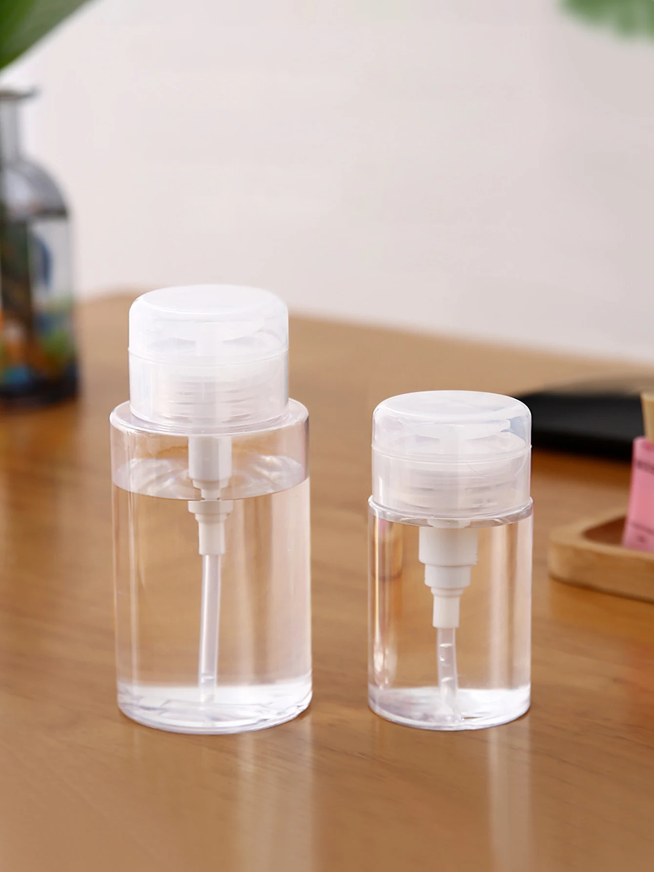 100/200ml Travel Press Bottle Makeup Remover Water Wash Nail Water Pressure Bottle Nail Plastic Bottle Toner Portable Packaging