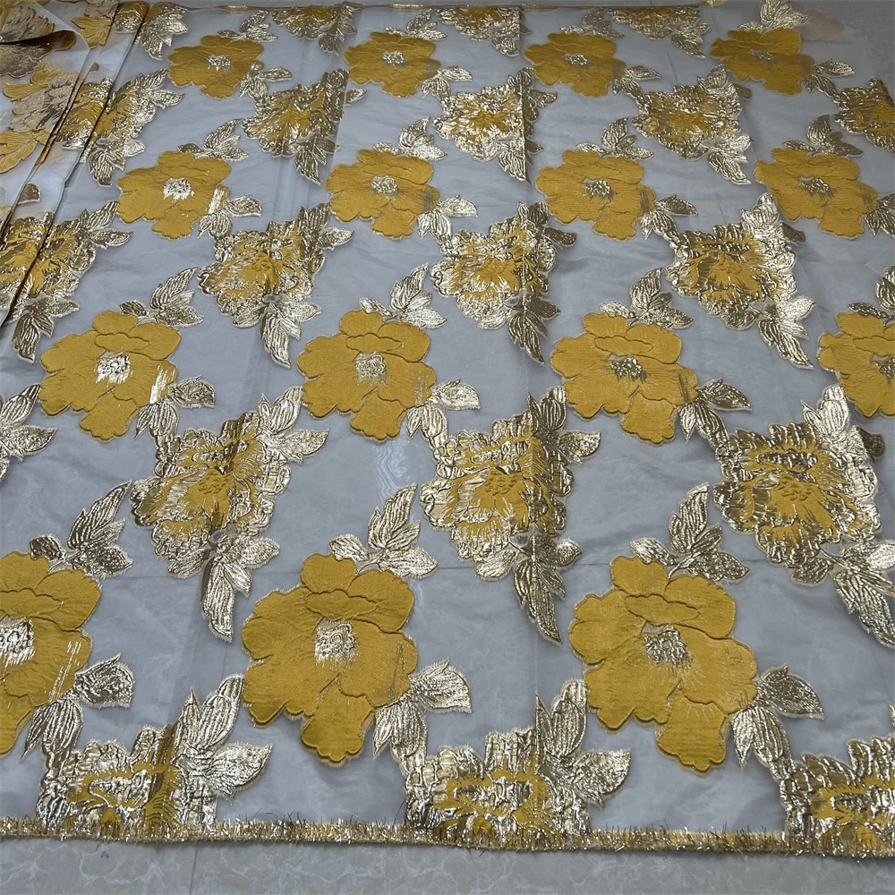 Tissu en dentelle de tulle perlé 3D français, filet africain, paillettes pour robe de soirée, haute qualité, dernier, YXZ119, 2024