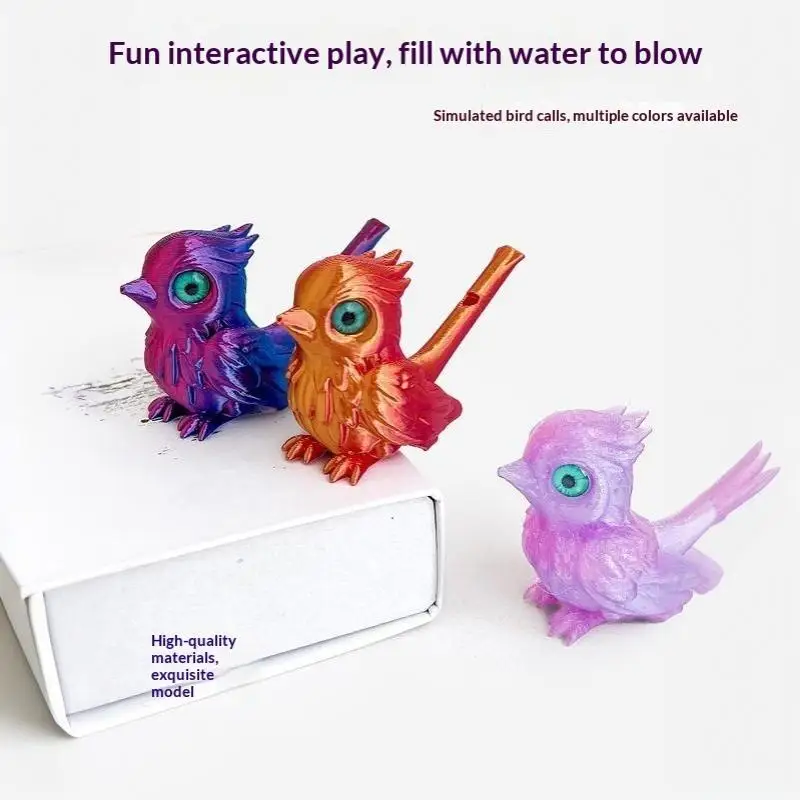 Creative 3D Printed Whistle Sound Bird Figurine Simulation Novelty Desk Decoration Gradient Color Miniatures Crafts
