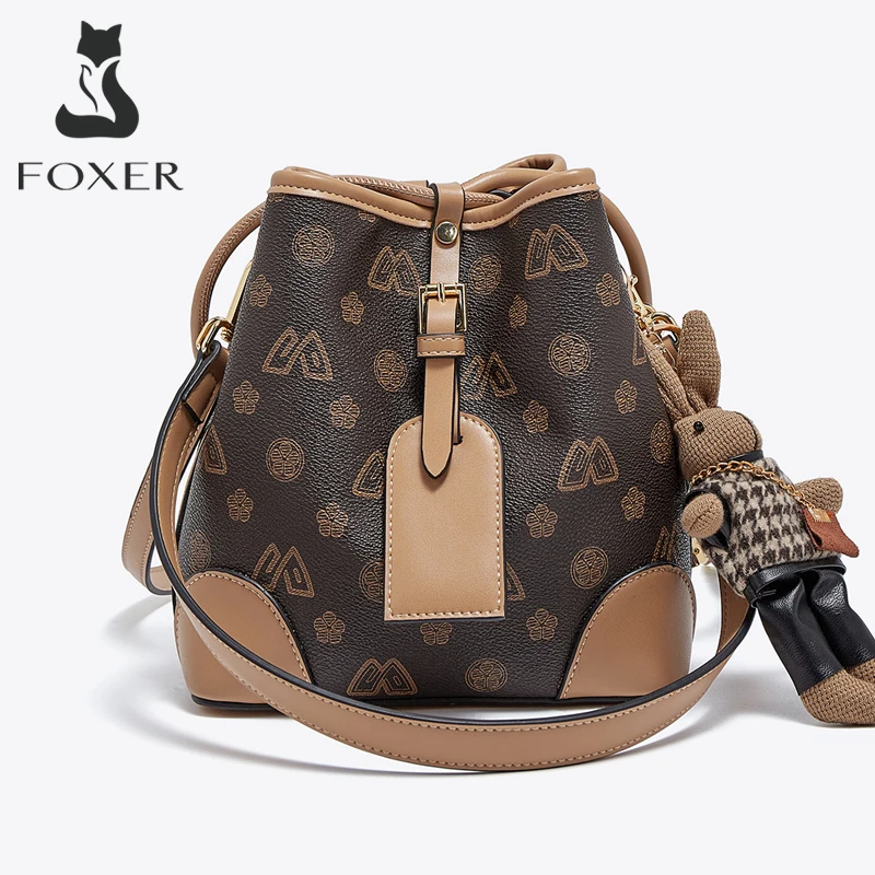 FOXER Damenmode-Umhängetasche, Eimer, Schultertasche, Handtasche, Geldbörse für Damen, Geschenk für Frau, Freundin