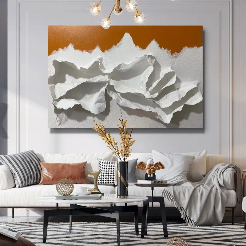 Modern simple living room paper art hand-painted 3D three-dimensional, creative relief handmade entrance aisle hanging paintings