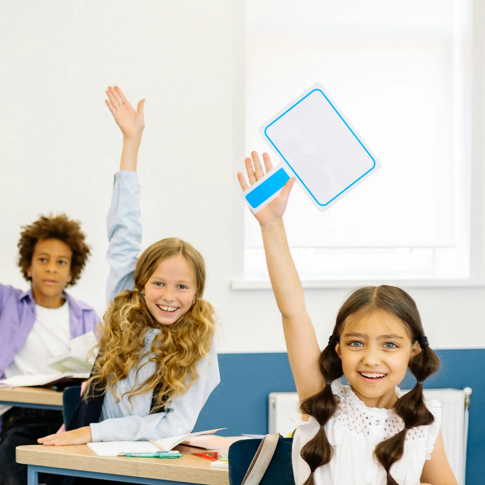 Handheld Dry Erase Paddle Double Sided Blank Small Lightweight PVC Material for Classroom Teaching Voting Answering Questions
