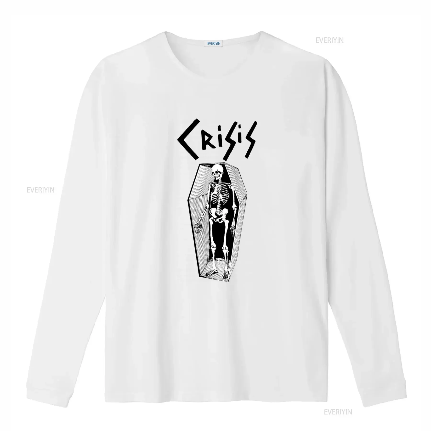 Crisis Punk Rock T shirt No Town Hall Design with Skeleton in Coffin Ideal for Oi Blitz Death Joy Crass Amebix KBD Fans Stylish