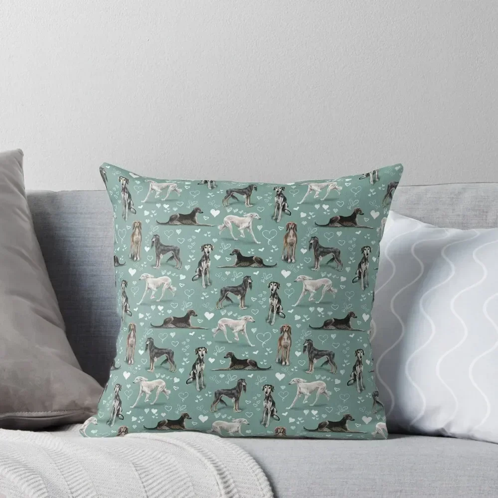 

The Saluki - Green Throw Pillow Embroidered Cushion Cover anime girl ornamental pillows Christmas s Covers pillow