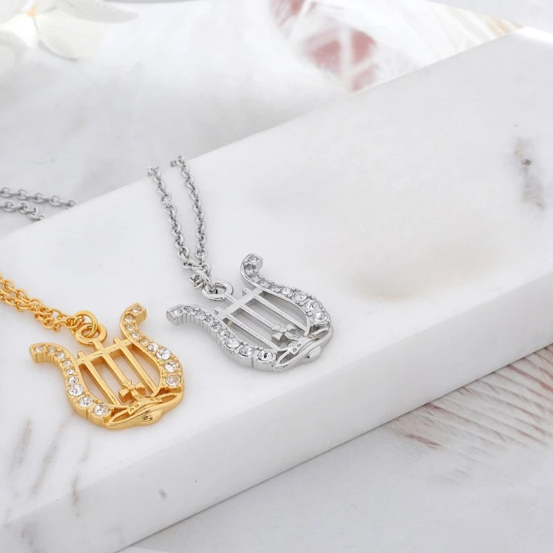 

S925 Sterling Silver Fashion Haute Design Piano Charm Pendant Necklace Ladies Elegant Accessories