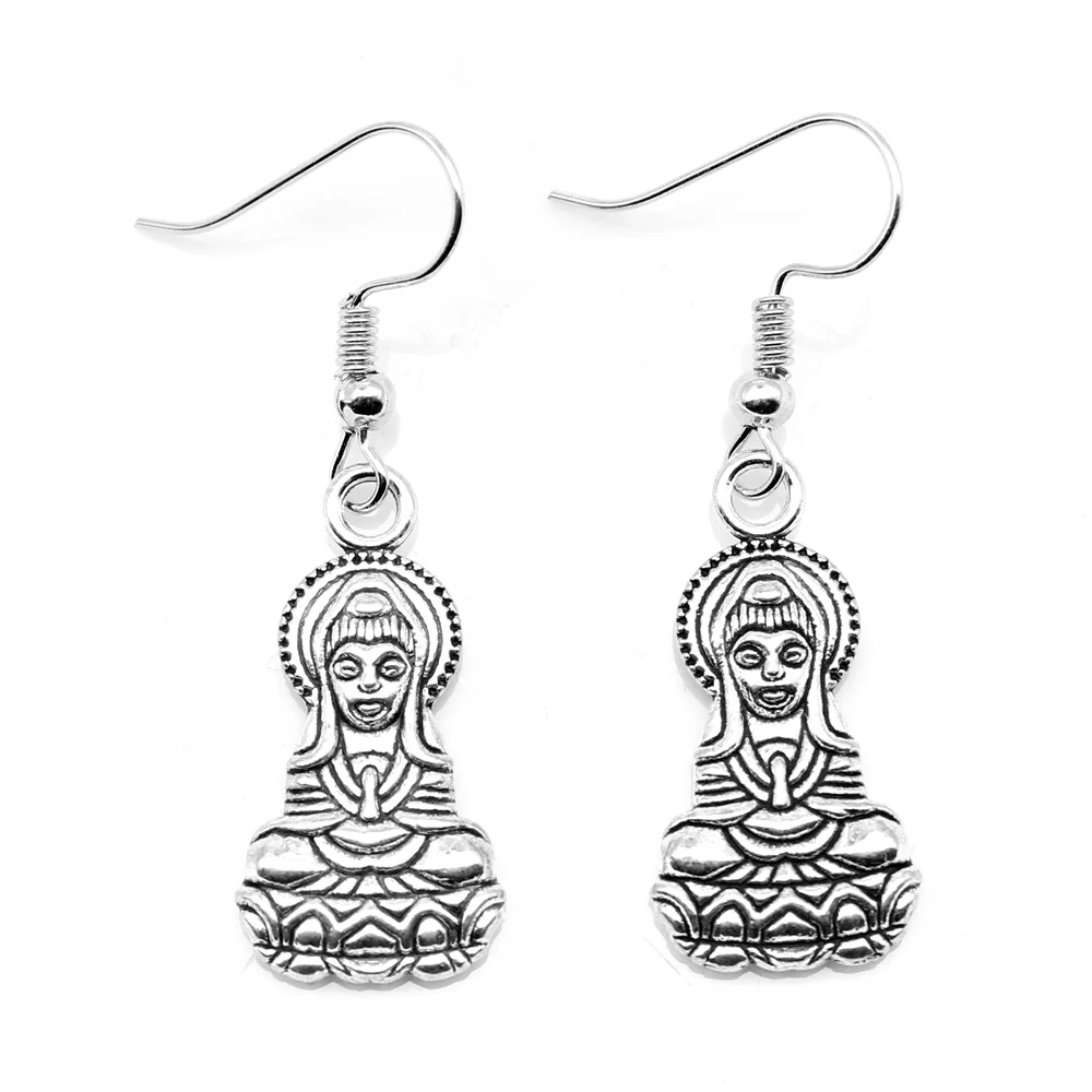 1 Pair Goddess Of Mercy Korean Fashion Earrings Jewelry For Women 14x26mm