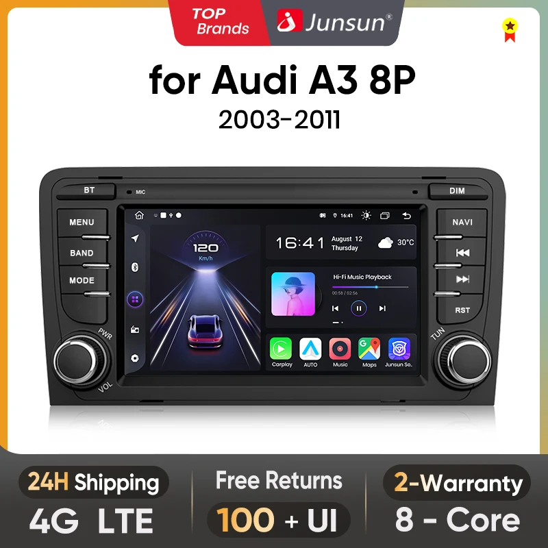 

Junsun AI Voice Android Auto Radio for Audi A3 8P 2003-2011 S3 RS3 Sportback Carplay Car Multimedia RDS GPS No 2din autoradio