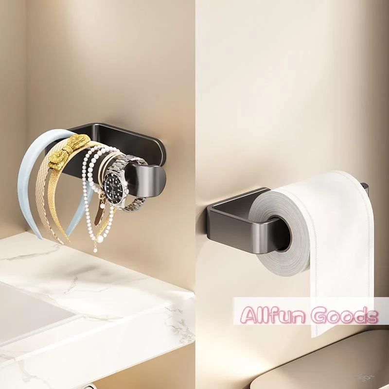 [TG835]Wall Mounted Toilet Paper Holder Rustproof Thickened Plastic Storage Rack Bathroom Kitchen Toilet Accessories