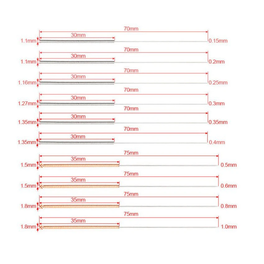 5/10 stücke Edelstahl Düse Reinigung Nadeln Werkzeug 0,15 0,2mm 0,25mm 0,3mm 0,35mm 0,4mm Bohrer Für V6 Düse 3D Drucker Teile