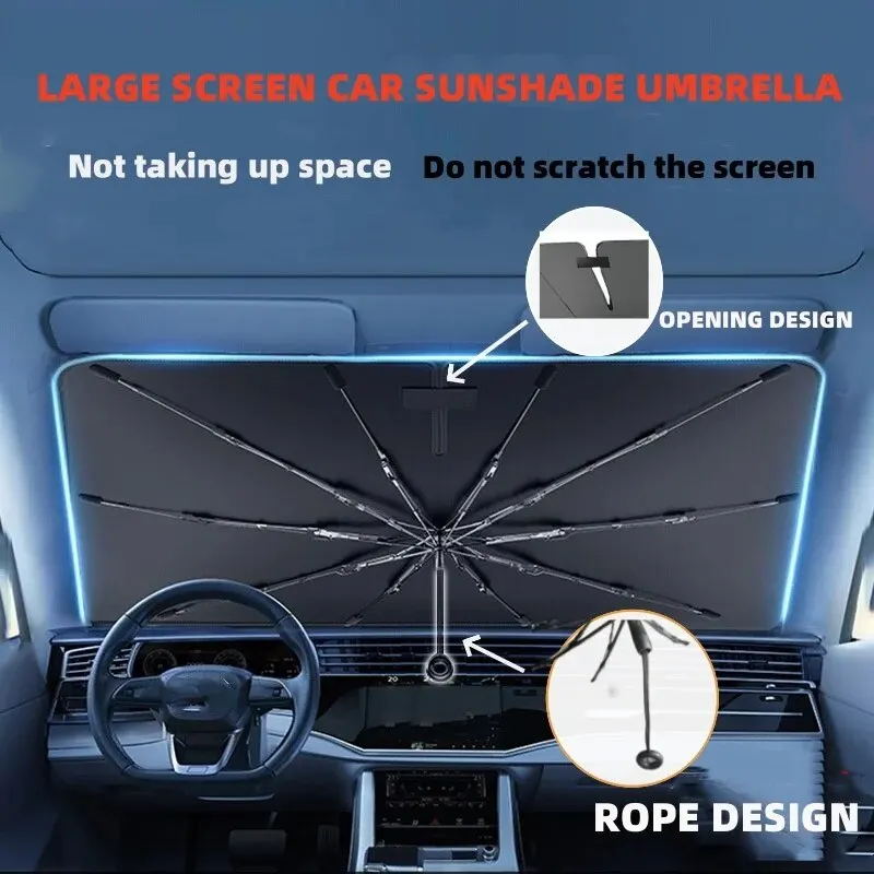 New Pull Rope Design for Sunshade Umbrellas, Thermal Insulation inside the Car, Sunshade in the Car, Front Sunshade, and Summer