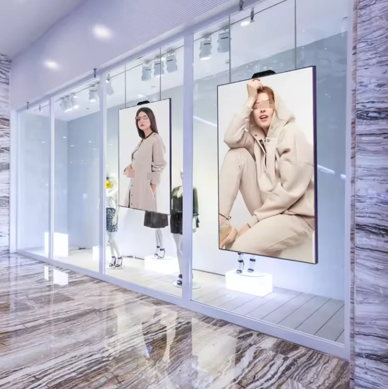 32-Inch Indoor LCD TV Screen Digital Signage Players Window Facing Hanging Display For Shopping Malls & Subways