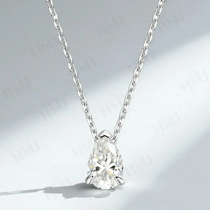 

Ожерелья грушевидной огранки Муассанит из стерлингового серебра 925 пробы, пластина из золота 18 карат, подарки на годовщину, гипоаллергенная оптовая продажа, тестер алмазов