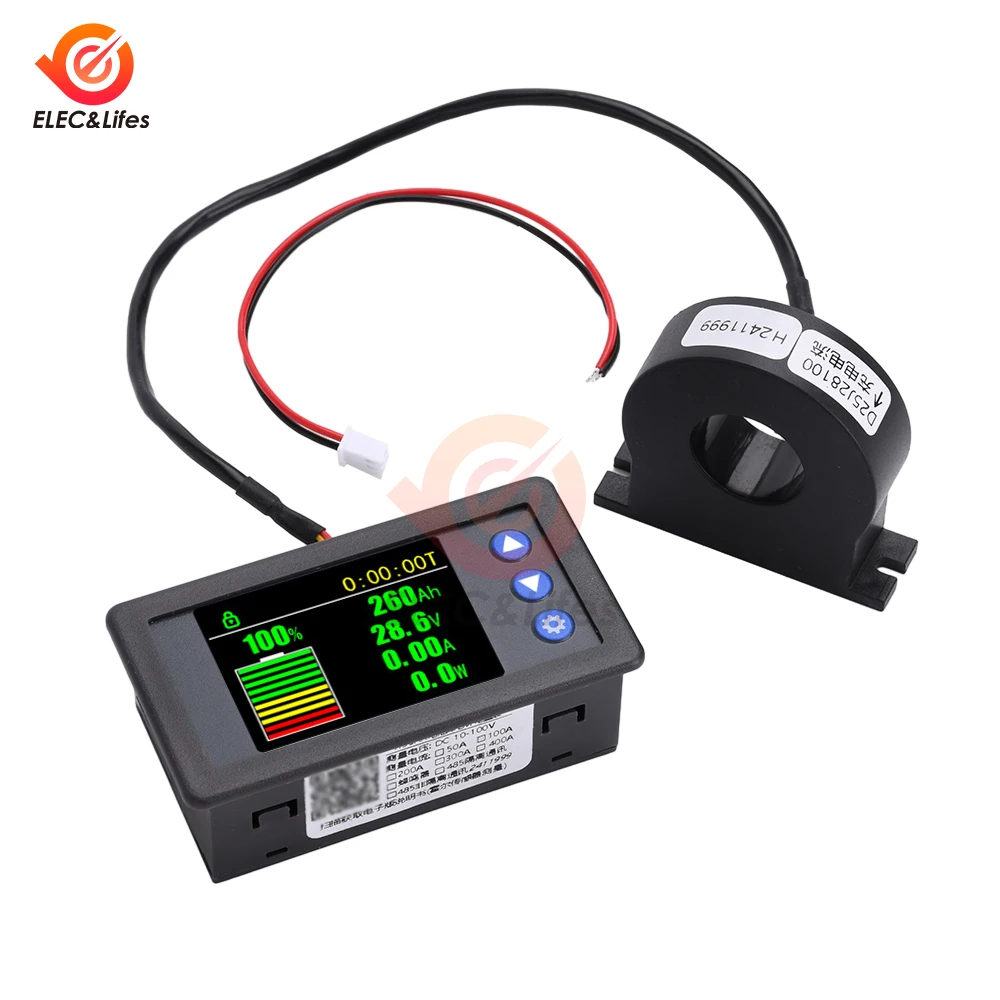 H56AH DC10V-100V 50A Battery Coulometer Professional Precision Digital Battery Capacity Tester for LiFePo Coulomb Counter Meter