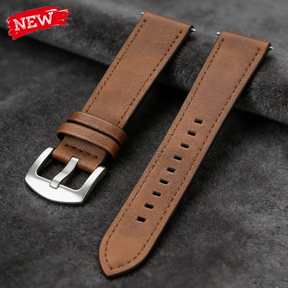 20mm 22mm Lederarmband für Samsung Galaxy Watch 7/6/5/4 40 44mm Gear Band Vintage Armband für Xiaomi Redmi Watch 5 Lite/Active