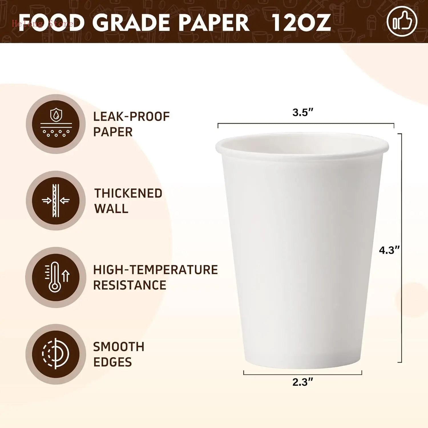 

12 oz 1000 Pack Disposable Paper Coffee Cups, Bulk White Hot to Go Cups for Hot Coffee, Hot Liquid, Chocolate, Juice