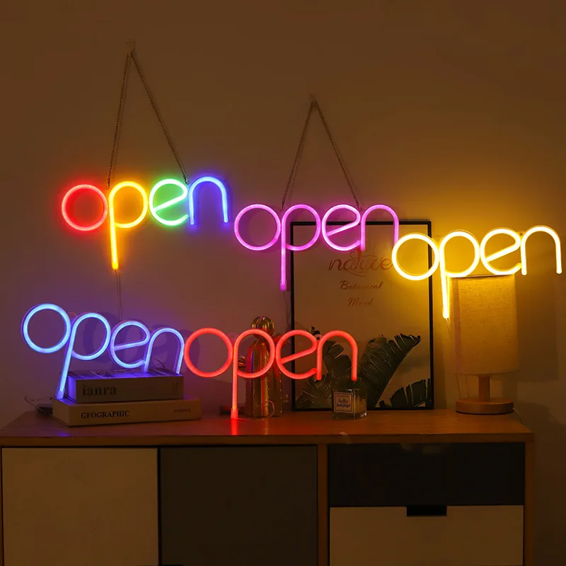 LED Store Open Neon Sign Light USB Busines Signs Advertising Light Shopping Neon Business Store Billboard For Bars Coffee