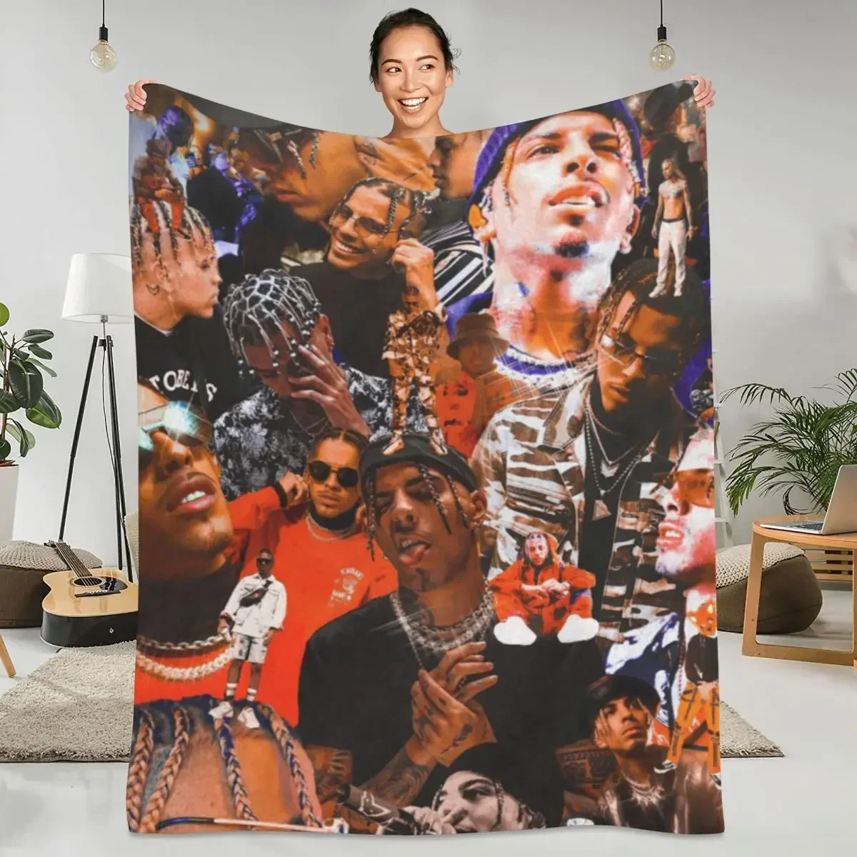 

Rauw Alejandro Super Soft Blanket Puerto Rican Singer Camping Throw Blanket Winter Customized Flannel Bedspread Sofa Bed Cover