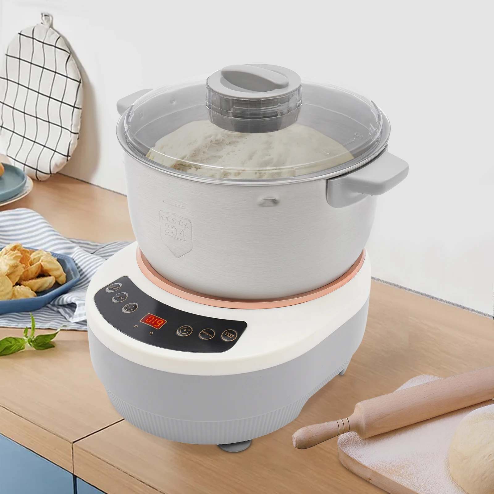 Rotary Bakery Oven - Amassadeira Elétrica 5L 200W, Misturador de