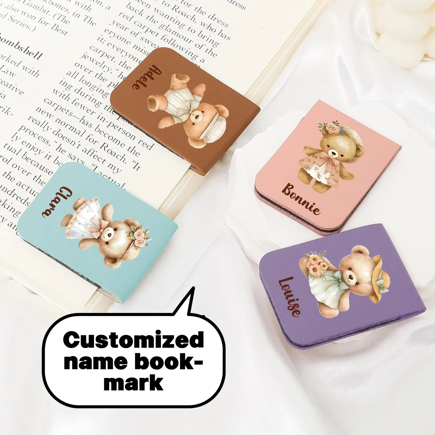 

1 personalized PU leather magnetic bookmark PU leather pages with magnetic buckles Magnetic, library bookmark