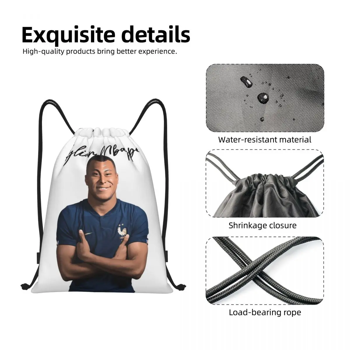 France Kylianer and Mbappe and Mbappe Proximity Wstring Bags, Gym Bags, Top Quality, Field Bags, Comfortable Backpack, Geek, 3