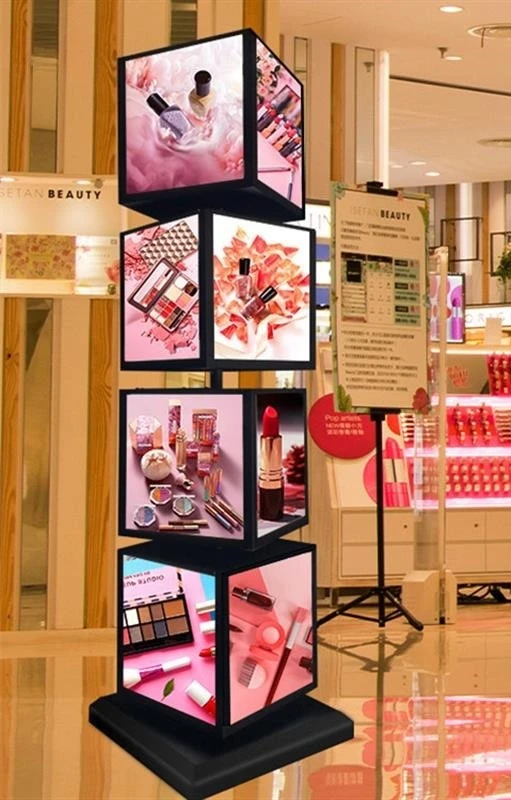 Vertical light box billboard led luminous mobile signboard rolling rotating exhibition