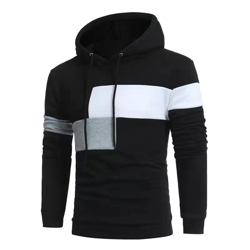 

New Men's Fashion Patchwork Running Hooded Pullover Cross-border Spring and Autumn Casual Sport Hoodies Sweatshirts Clothes Tops